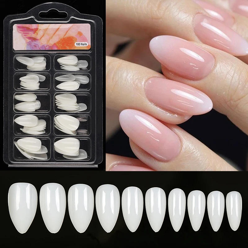 Description Picture 5 of item100pcs/box Long Fake Nails Clear Natural White Coffin False Nails Art Ultra Flexible Fake Nails Tips Full Cover Designs Manicure