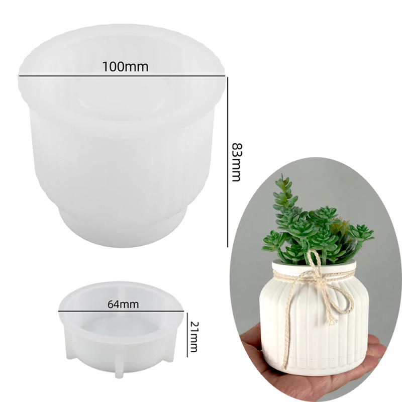 Description Picture 5 of itemRound Storage Box with Lid Concrete Silicone Mold DIY Scented Candle Jar Plaster Cement Mould Resin Flowerpot Molds Home Decor