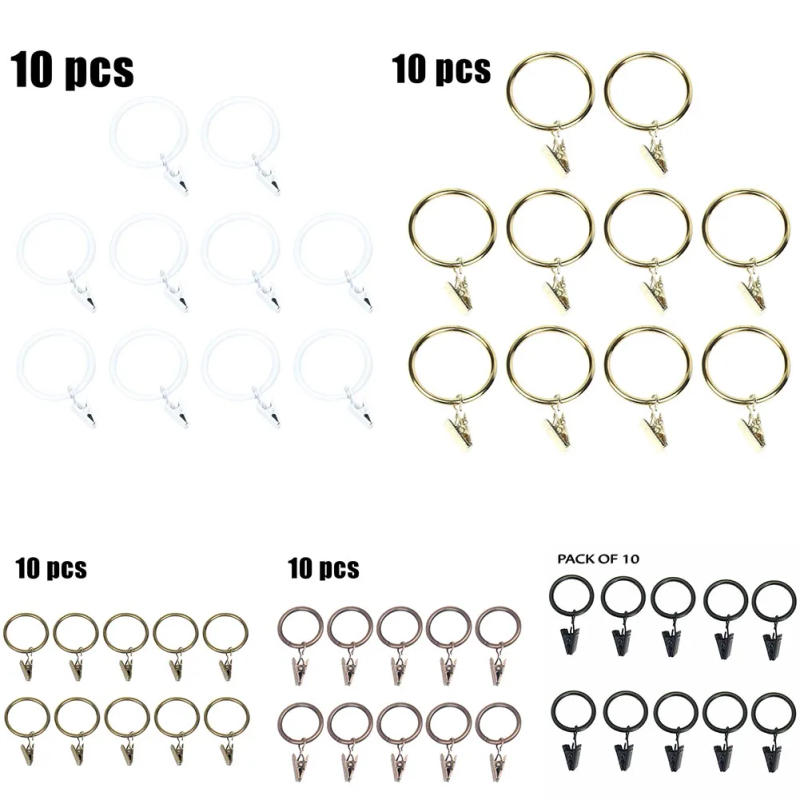 Description Picture 6 of item10pcs Metal Curtain Rings Metal Curtain Rings Hanging Hooks With Clips For Curtains Rods Pole Voile Heavy Duty Rings 35mm