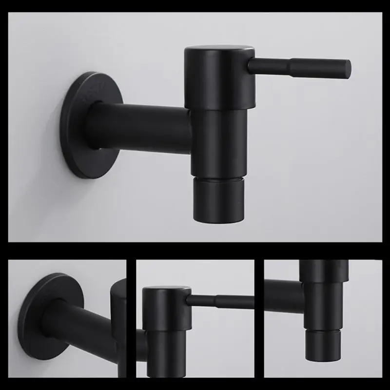 Description Picture 4 of itemStainless Steel Faucet Black Wall Mounted Washing Machine Tap Bath Toilet Mop Pool Water Taps for Outdoor Garden Bathroom