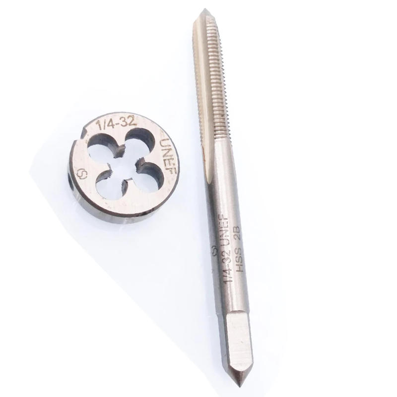 Description Picture 5 of item1/4‘‘-32 UNEF Tap And Die Set HSS Round Threading Die Right Hand Tap For Broken Screws Remover Repairing Tools Hand Manual Tools