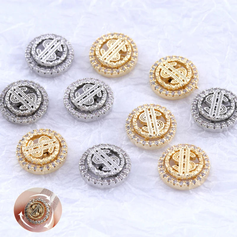 Description Picture 2 of item1pc Spin Rotating Dollar Sign Nail Charms Pinwheel Nail Art Decorations Spinning Rhinestones 3D Fidget Spinner Nails Charm KD2
