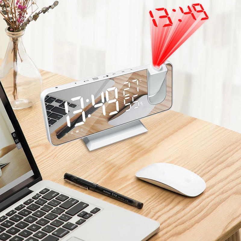 Description Picture 4 of itemFM Radio LED Digital Smart Alarm Clock Watch Table Electronic Desktop Clocks USB Wake Up Clock with 180° Time Projection Snooze