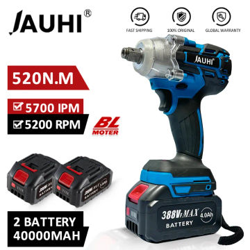 JAUHI 520N.m Cordless Electric Impact Brushless Wrench Square Rechargeable Wrench Compatible Power Tool for Makita 18V Battery