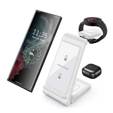 3 in 1 Wireless Chargers Stand Fast Charging Station for Samsung Z Fold Flip 4 S22 S21 S20 Galaxy Watch 5 Pro 4 3 Active 2 Buds