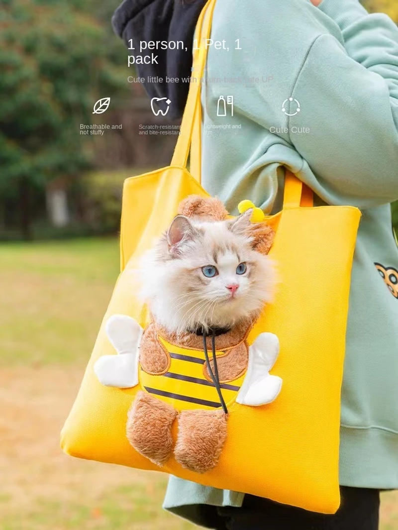 Description Picture 2 of itemCat bag out portable canvas shoulder bag Cat school bag pet cat large capacity cat cage cat diaper bag supplies