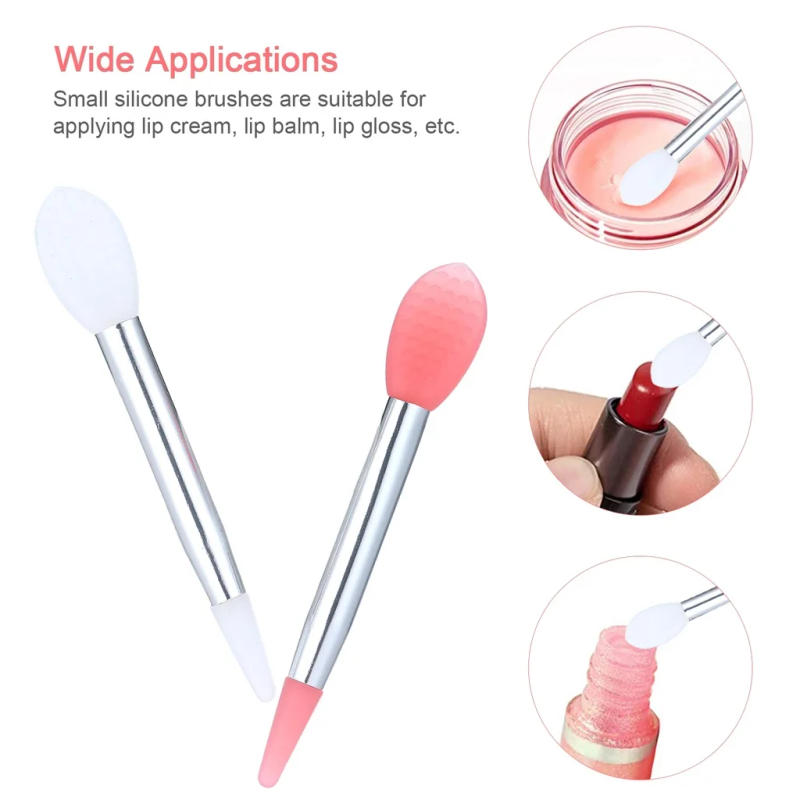 Description Picture 4 of item1Pcs Silicone Mini Lip Brush Portable Multifunctional Lip Balm Applicator Lipstick Lipgloss Mascara Wands Makeup Brushes
