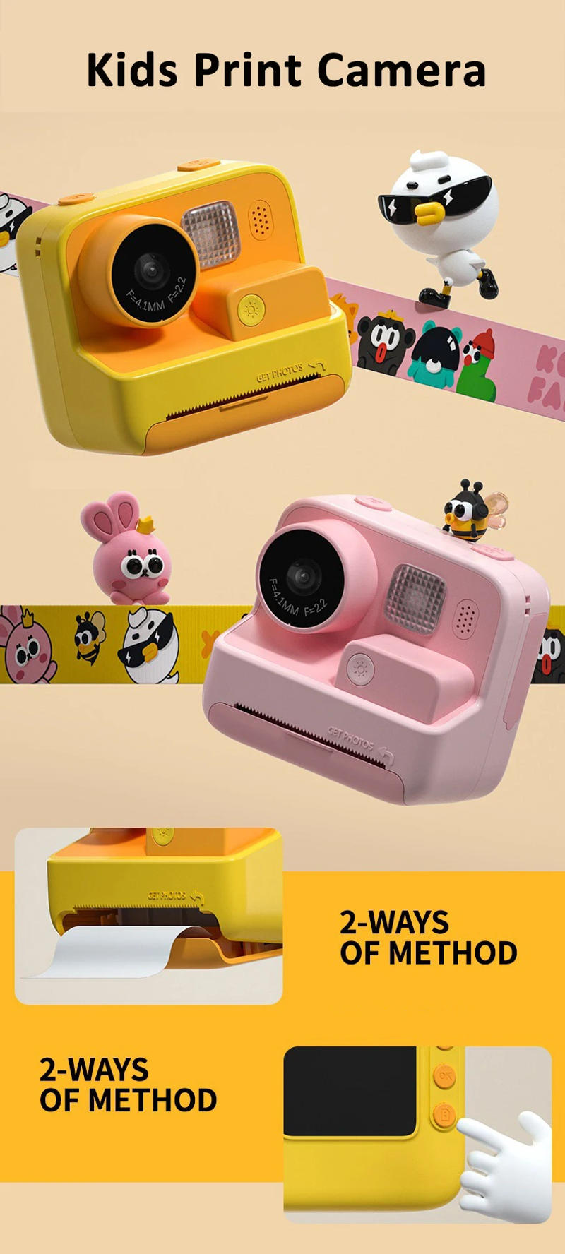 Description Picture 4 of itemChildren Instant Camera Print Camera For Kids 1080P Video Photo Digital Camera With Print Paper Birthday Gift For Child Girl Boy