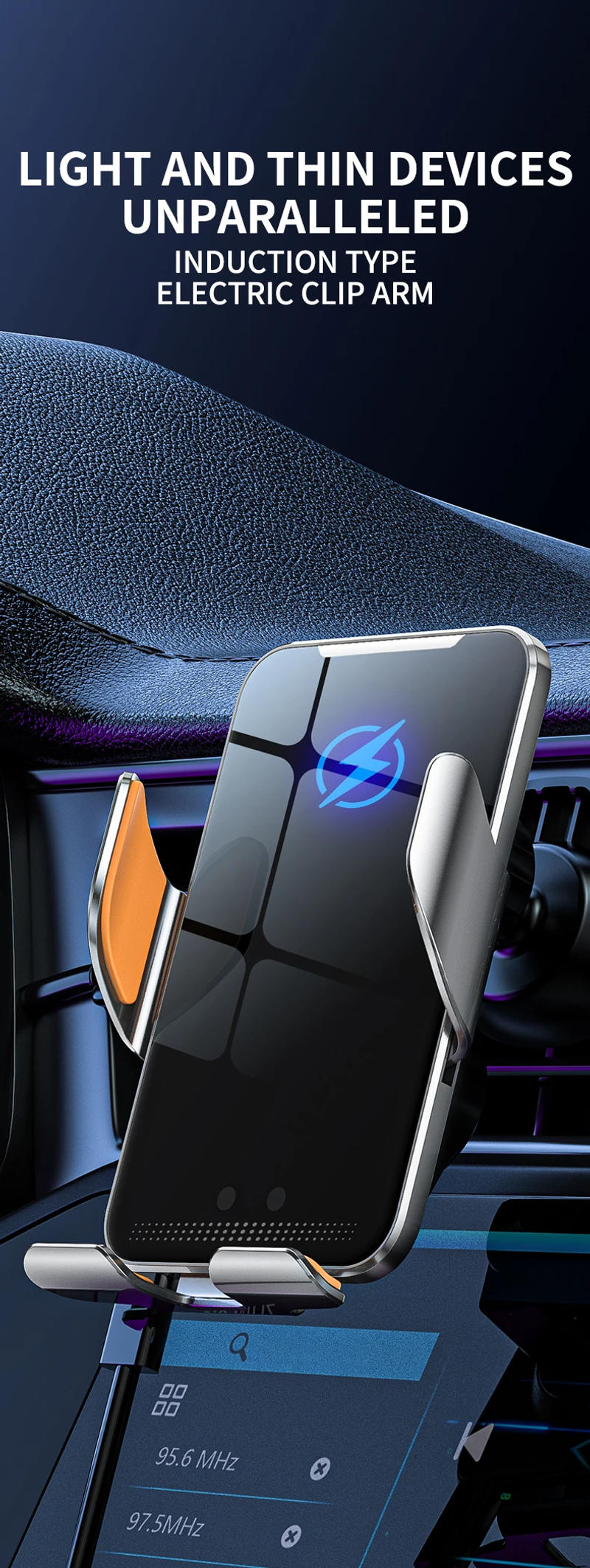 Description Picture 2 of itemAutomatic Clamping 30W Fast Car Wireless Charger for Samsung S22 S21 iPhone 14 13 12 11 XR 8 Infrared Sensor Phone Holder Mount