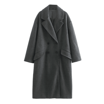 PB&ZA 2023 Autumn/Winter New Women's Unisex Mid Length Double Breasted Windbreaker Woolen Coat Coat
