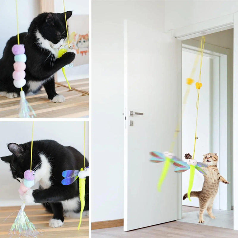 Description Picture 3 of item1/2/4pcs Pet Cat Interactive Toy Elastic Cat Scratch Rope Retractable Door Hanging Funny Toys Pet Playing Teaser Cat Supplies