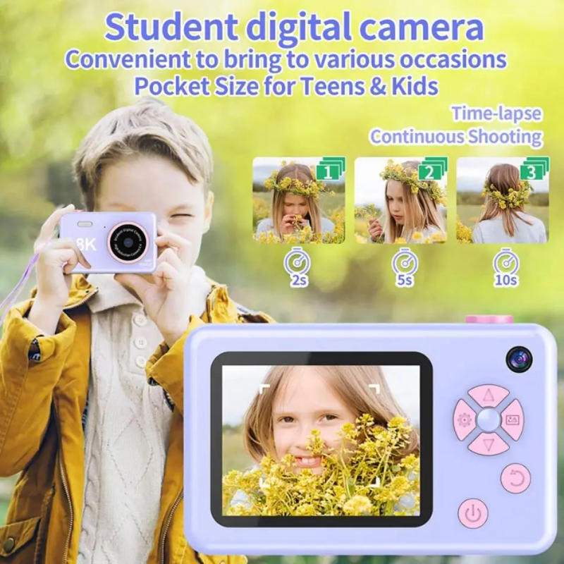Description Picture 5 of item1 Set Digital Camera Full HD 1080P Front And Rear Cameras Rechargeable Mini Camera For Students, Teens, Kids