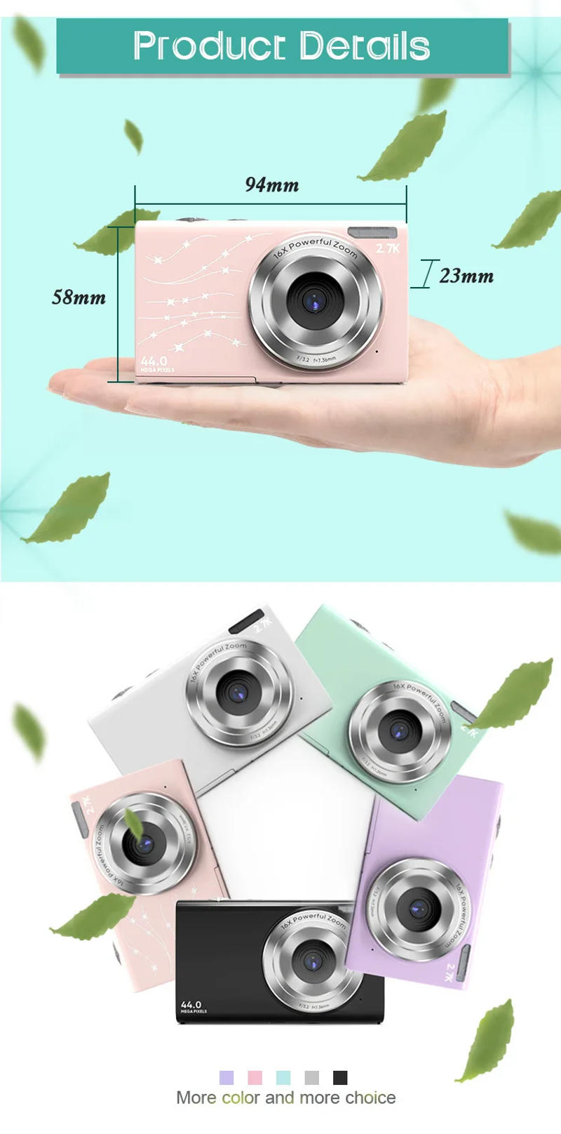 Description Picture 4 of item2021  HD 16X Digital Camera Micro Single Retro with 44mp Professional Digital Camera Vlog External Lens