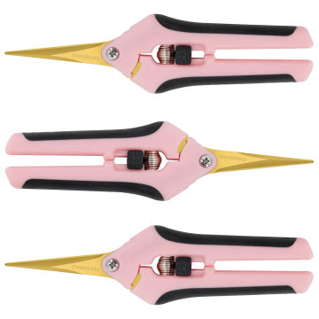 3PCS Pruning Shears with Curved Blades, Garden Trimming Scissors, Gardening Hand Pruning Snips Titanium Coated Precision Bonsai