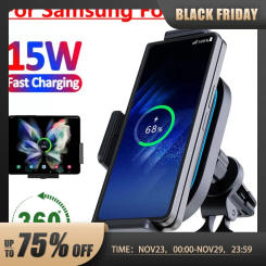 Car Wireless Charger Phone Holder Mount For Samsung Galaxy Z Fold 4 3 2 iPhone Xiaomi Fold Screen 15W Fast Car Charging Station