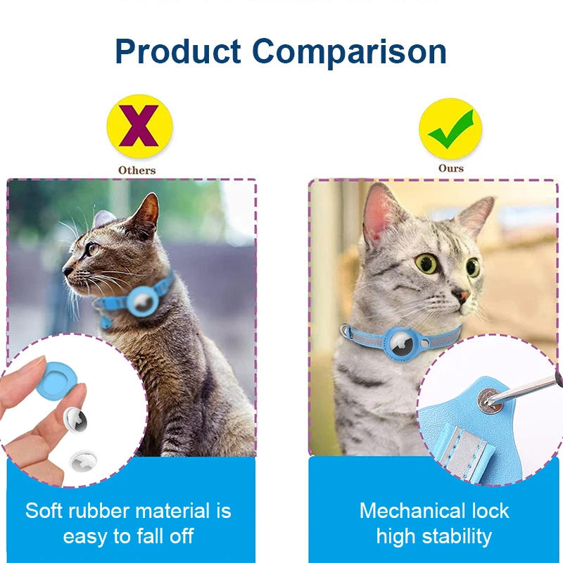 Description Picture 4 of itemCat Collar Airtag Protective Cover Tracker Anti Lost Location Collar Reflective Pet Collar Without AirTag