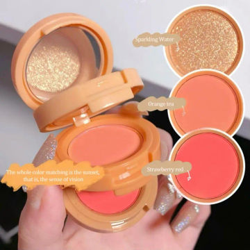 Three-layer Blusher Palette Highlighter Rouge Brightening Skin Face Contouring All-in-one Blush Retouching Makeup Palette Peach