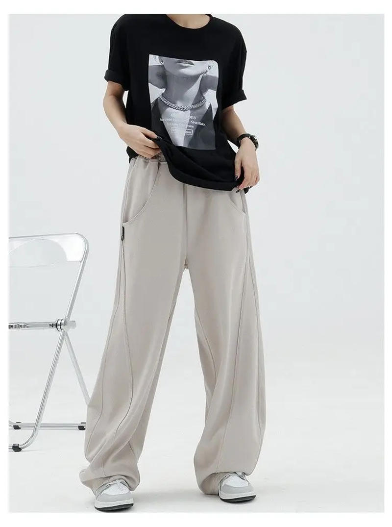 Description Picture 3 of itemStreetwear Fashion Women Solid Sweatpants Spring Autumn Street Dance Jazz Loose Elastic Waist Casual Wide Leg Sports Trousers