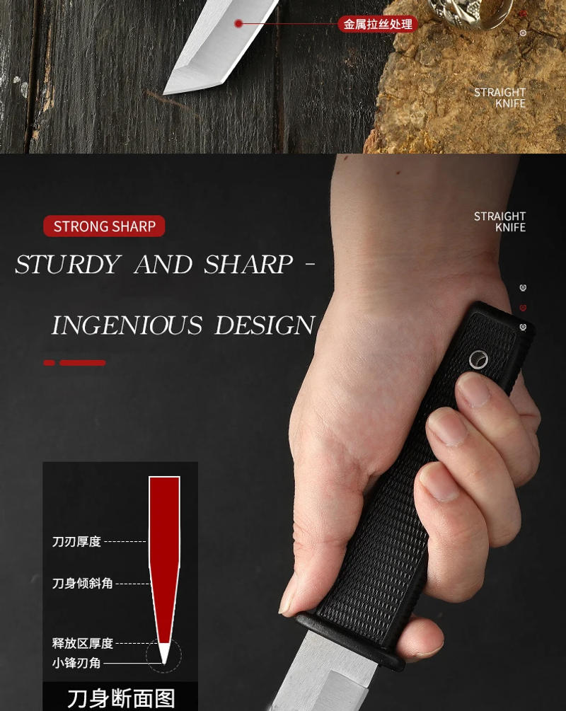 Description Picture 5 of itemBoutique Outdoor Japanese Knife Portable Camping Tactics Portable Fruit Knife Outdoor Portable Meat Knife