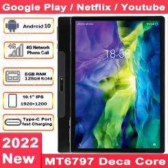 PUBG Game/Netflix/Google Play 10 inch Tablet MT6797 Deca Core 1920*1200 2.5K IPS Screen 4G LTE 6GB RAM 128GB ROM Tablet pc 10.1