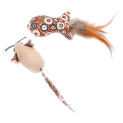 2pcs Pet Cat Toy Mouse Fish Shape Cat Kitten Teaser Interactive Stick Toy Bite Resistant Catnip Toy Feather Cat Bite Toy