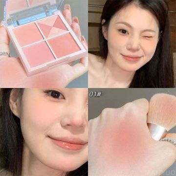 Beautiful Ringer Embossed Blush Palette Pink Taro Purple Blusher Face Makeup Palette Glitter Shimmer Make Up Highlight Powder