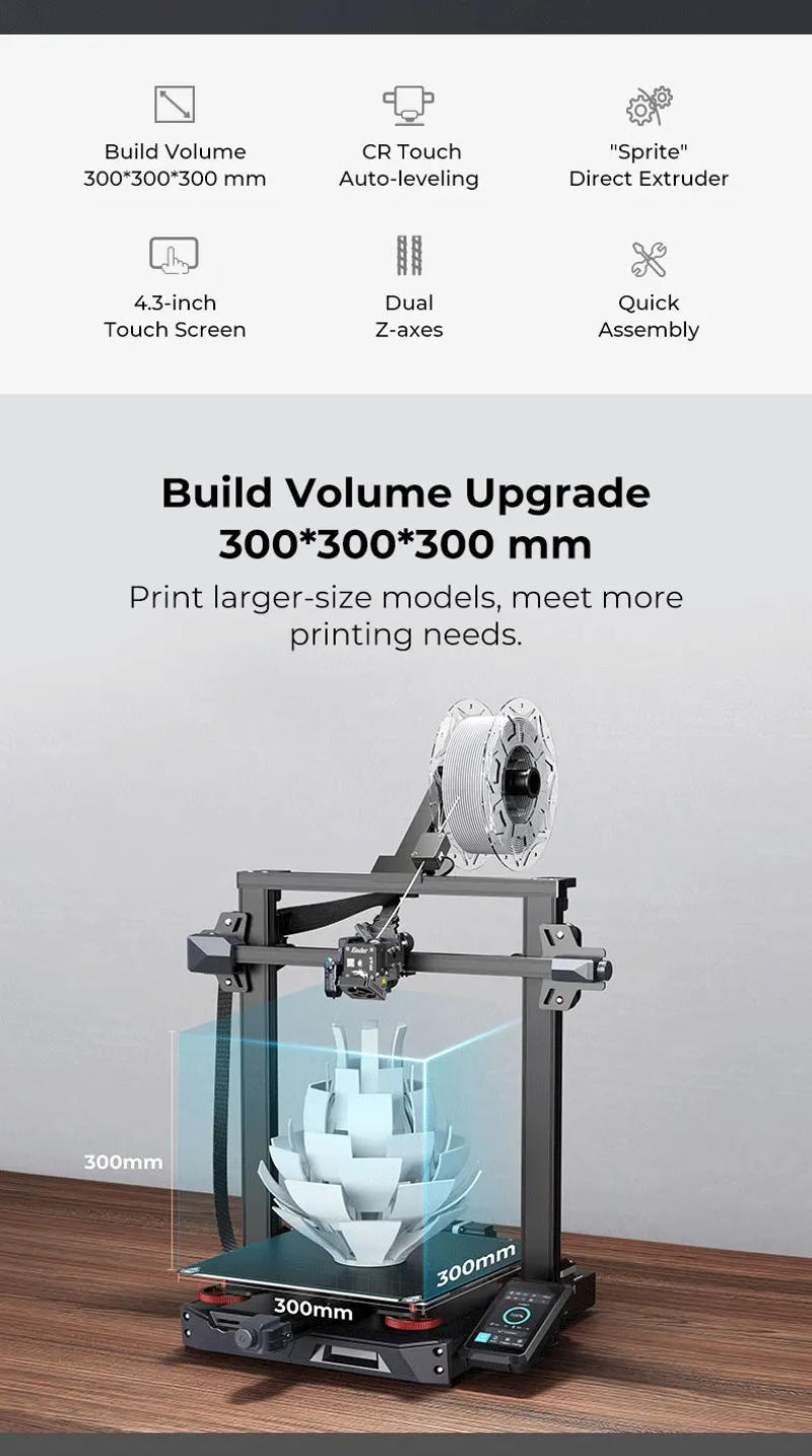 Description Picture 3 of itemEnder 3S1/Ender 3 S1 PRO/Ender 3S1 PLUS Creality 3D Printer Sprite Dual-Gear Direct Extruder 4.3-inch 32Bit Silent