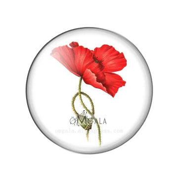 Beautiful Art Red Poppy Flowers 10pcs 12mm/16mm/18mm/25mm Round photo glass cabochon demo flat back Making findings