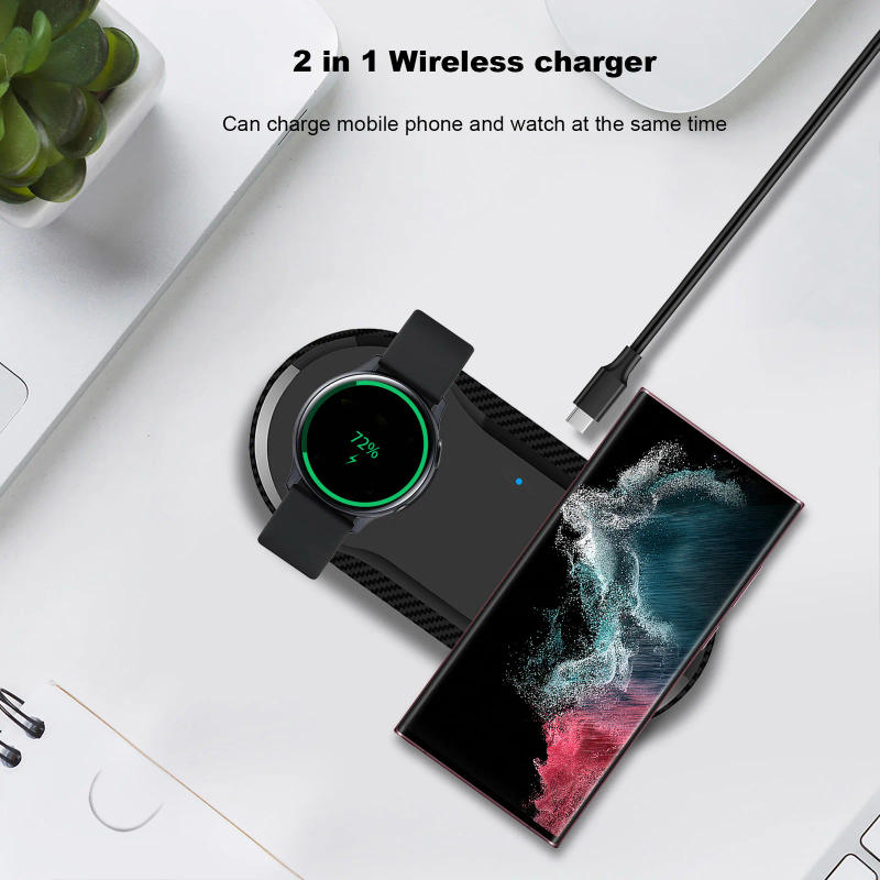 Description Picture 2 of item25W 2 in 1 Wireless Charger Pad For Samsung S23 S22 Ultra Galaxy Watch 6 5 Pro 4 3 Active Buds Dual Fast Charging Dock Station