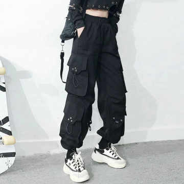 Women Cargo Pants 2023 Harem Pants Fashion Punk Pockets Jogger Trousers With Chain Harajuku Elastics High Waist Streetwear