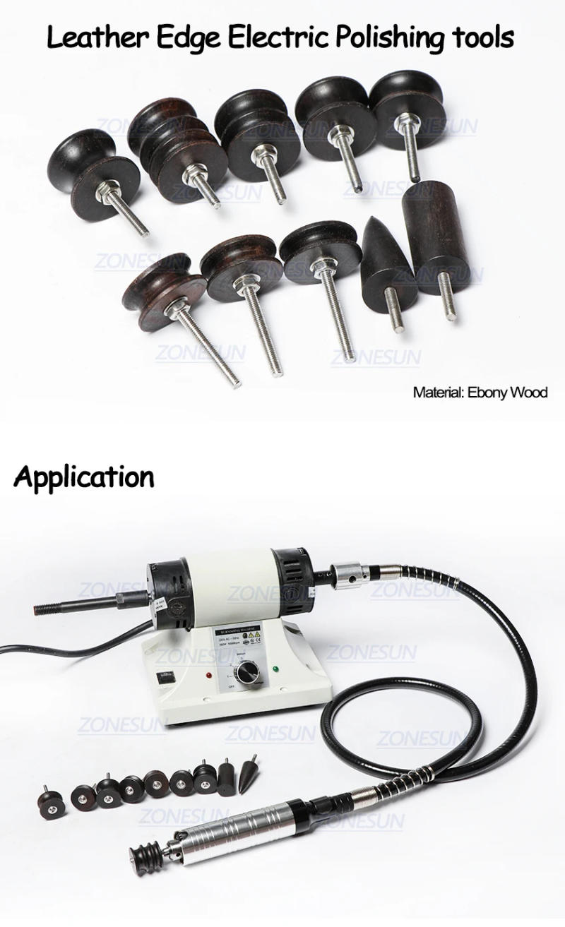 Description Picture 3 of itemZONESUN Leather Edge Polisher For Leather Burnishing Machine Ebony Wood Edge Polishing Slicker Leather Tip Side Border Polisher
