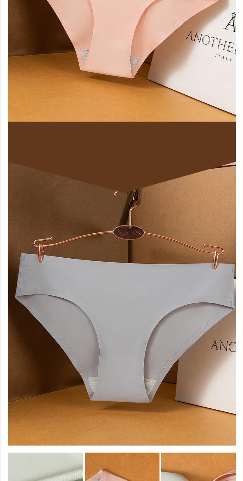 Description Picture 3 of itemGiczi 10PCS/Set Seamless Women's Panties Solid Color Silk Satin Underwear Breathable Comfortable Briefs Sexy Lingerie Cozy Panty