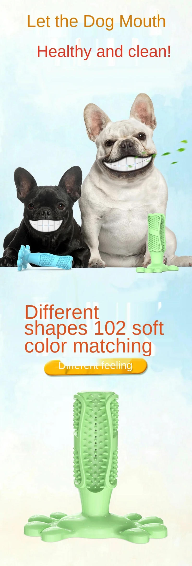 Description Picture 3 of itemPet Dog Toothbrush Chew Toy Doggy Brush Stick Soft Rubber Teeth Cleaning Dot Massage Toothpaste for Small dogs Pets Toothbrushes