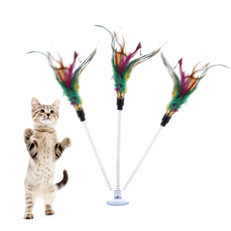 Description Picture 5 of itemSimulation Mouse Feather Cat Toys with Suction Cup and Bells Kitten Dogs Tease Stick Wand Pet Playing Supplies
