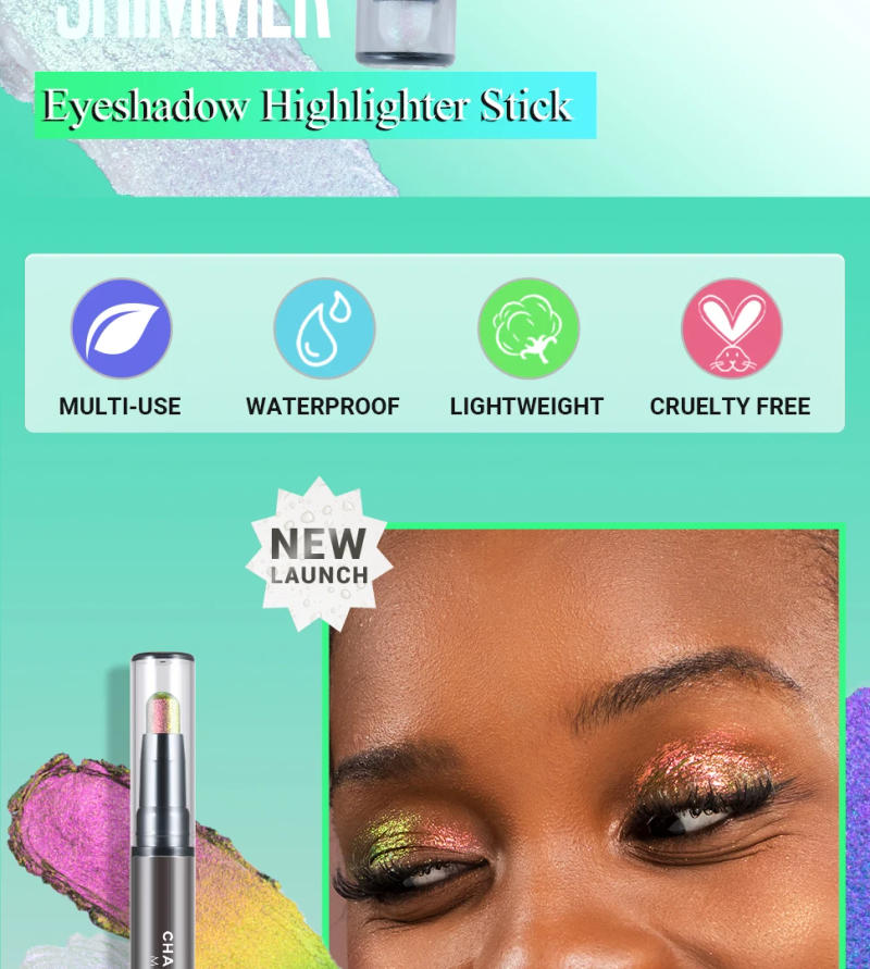 Description Picture 3 of itemCHARMACY 2 In 1 Multichrome Eyeshadow Sticks High Pigmented Glitter Eyeshadow Waterproof Eye Shadow Pen Metallic Makeup 6 Color