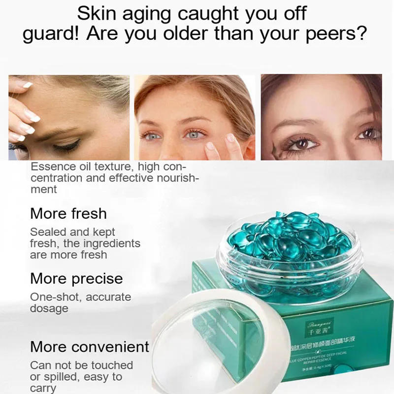 Description Picture 2 of item30PCS Blue Copper Peptide Capsule Face Serum Anti Wrinkle Night Hydra Moisturizing Anti Aging Whitening Care Skin Rejuvenation