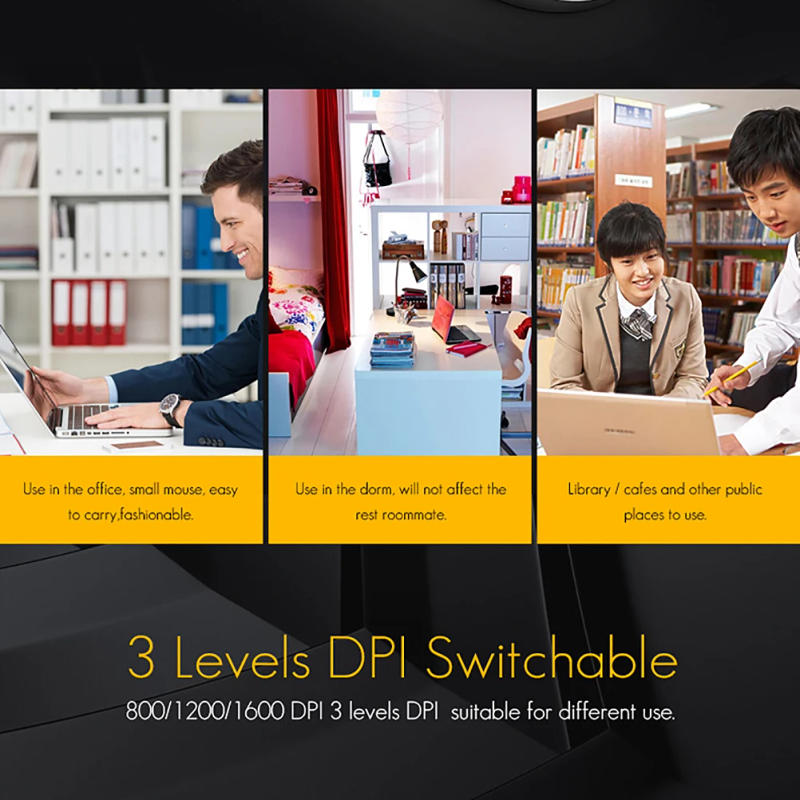 Description Picture 5 of itemiMice Wireless Mouse Silent Computer Mouse 1600 DPI Ergonomic Mause Noiseless Sound USB PC Mice Mute Wireless Mice for Laptop