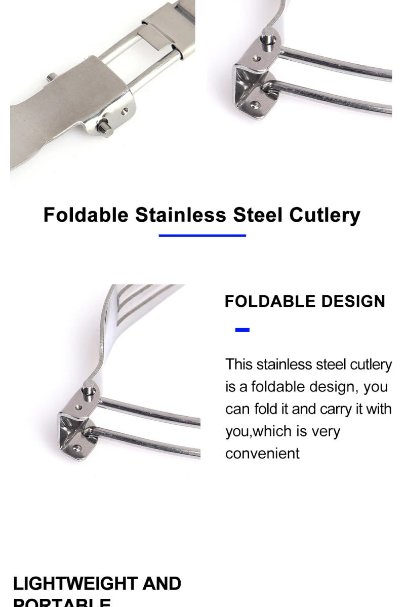 Description Picture 4 of item3 pcs 1 set Portable Outdoor Camping Travel Picnic Foldable Stainless Steel Cutlery Set Spoon Fork Knife tableware Free Shipping