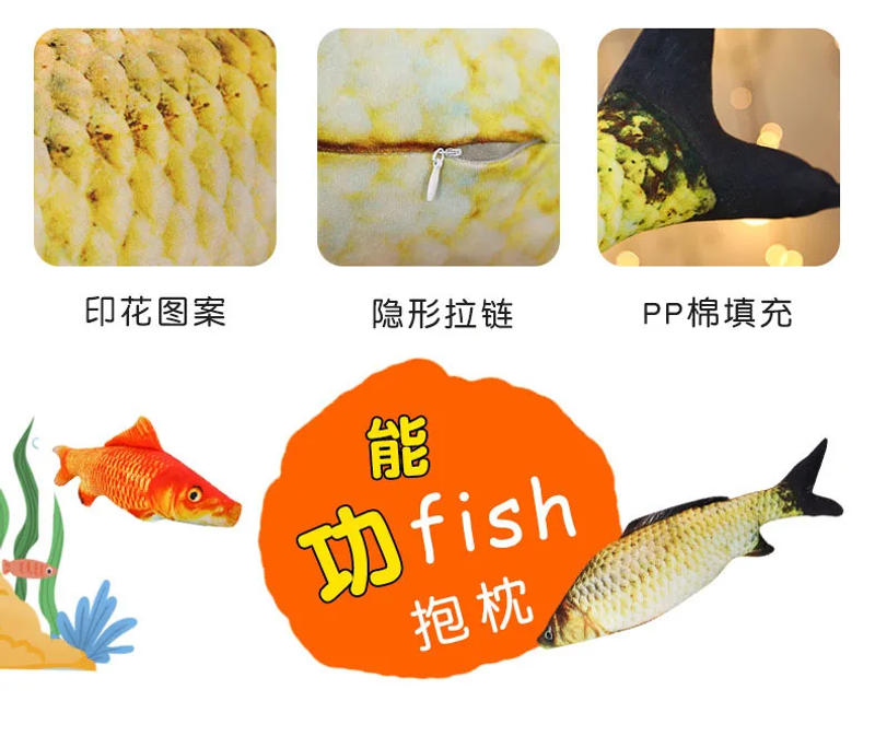 Description Picture 3 of itemSimulation Fish Cat Toys Soft Plush Catnip Toy Interactive Cat Toys Gifts Funny 3D Fish Shape Doll Pet Supplies