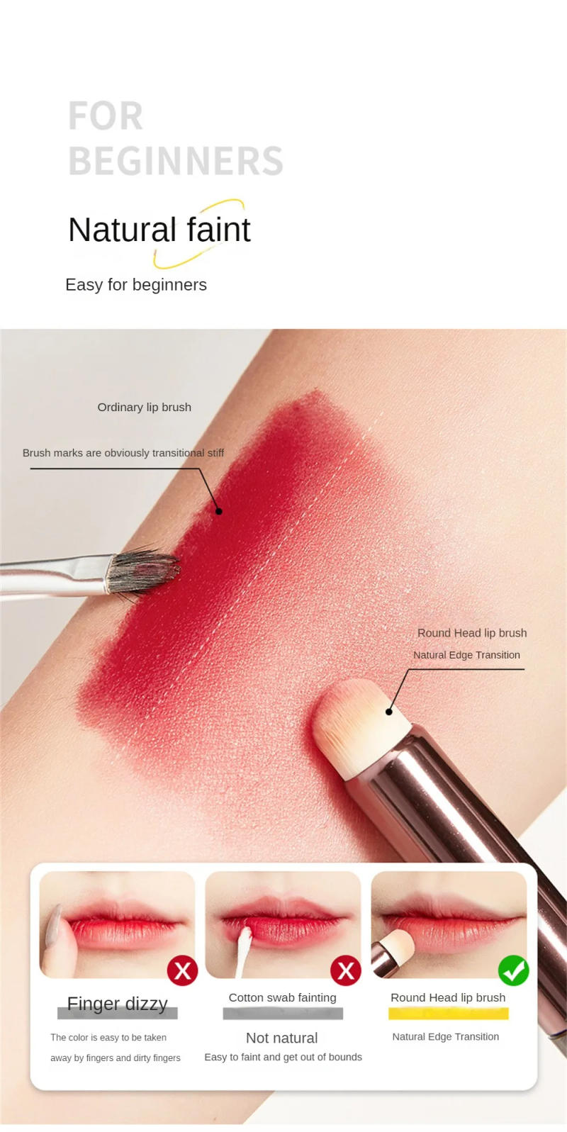 Description Picture 6 of item5/7PCS Super Soft Lipstick Matte Smudge Brushes Kumo Mini Makeup Brushes Round Precision Concealer Brush Fingertip Makeup Brush