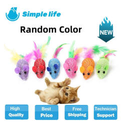 Cat Interactive Colored Feather Tail Little Mouse Cats Toy Set Pet Interactive Training Supplies Cat Accessories Cat Funny Toys