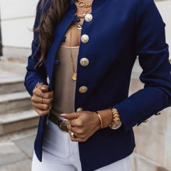 Casual O-neck Long Sleeve Jacket Outerwear Office Lady Spring Autumn Fashion Elegant Solid Blazer Coat For Women 2023 Female Top