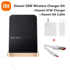 Xiaomi 50W Wireless Charger Vertical Air Cooling With 67W Charger 6A Type-c Cable Fast Charging For Xiaomi 11/12/13 For iPhone