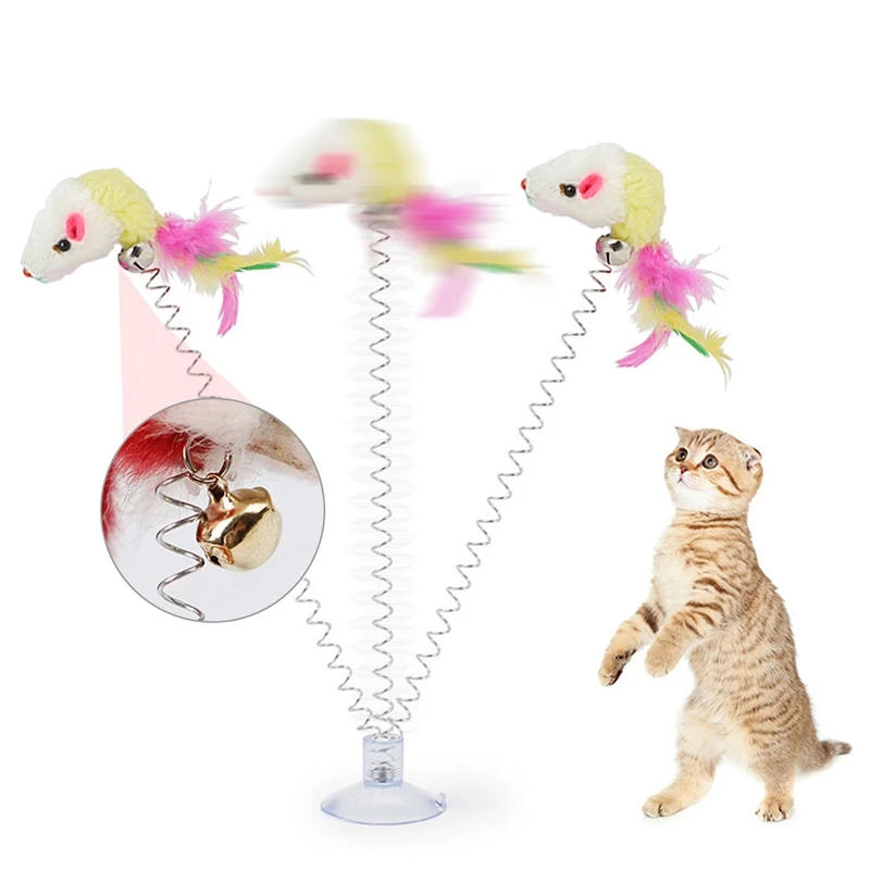 Description Picture 6 of itemRandom Color Funny Interactive Cat Chew Toys Suction Feather Wand Teaser Sucker Toys Cat Supplies Pet Accesorios Para Gatos