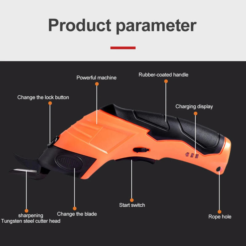 Description Picture 4 of itemElectric Scissors Cloth Cutting Machine Lithium Electric Sewing Shear 3.6V Leather Tailor Shear Hand Tool Tungsten Steel Blade