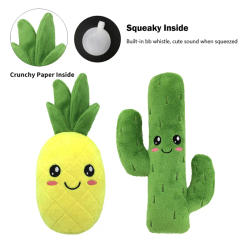 Interactive Dog Chew Toy Cute Pineapple Cactus Shaped Plush Dog Squeaky Toys Funny Pets Outdoor Supplies