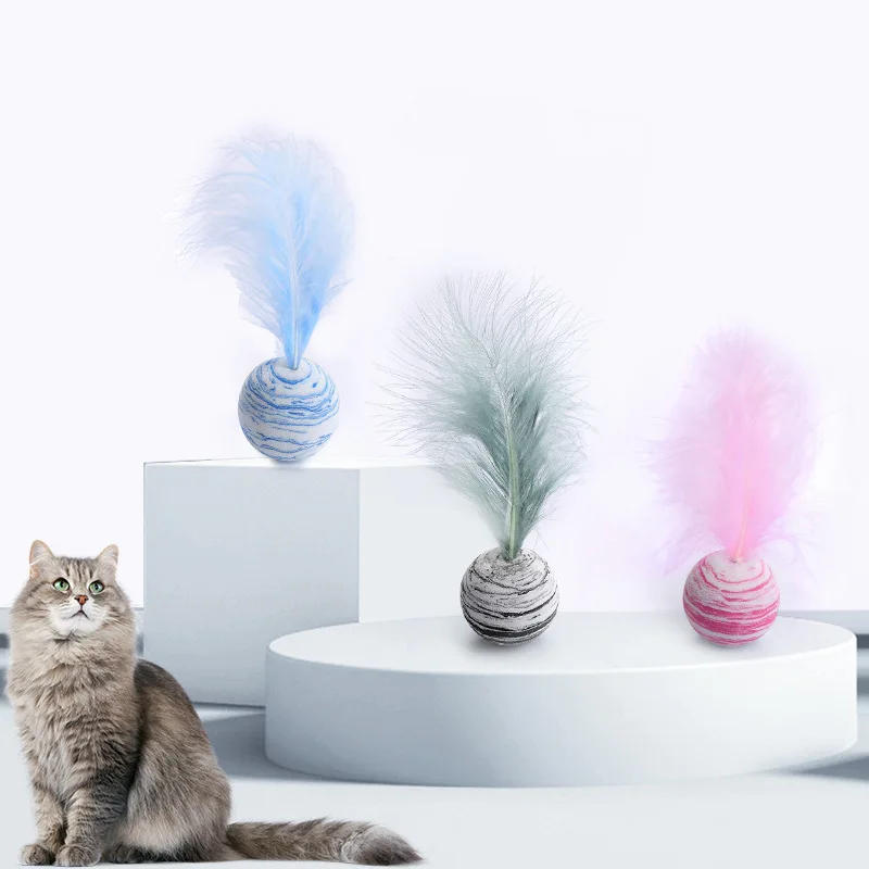 Description Picture 5 of itemCat Toys interactive Ball Feather Funny Star Ball Plus Feather Foam Ball Throwing Toys Plush Toys Pet Supplies katten toy