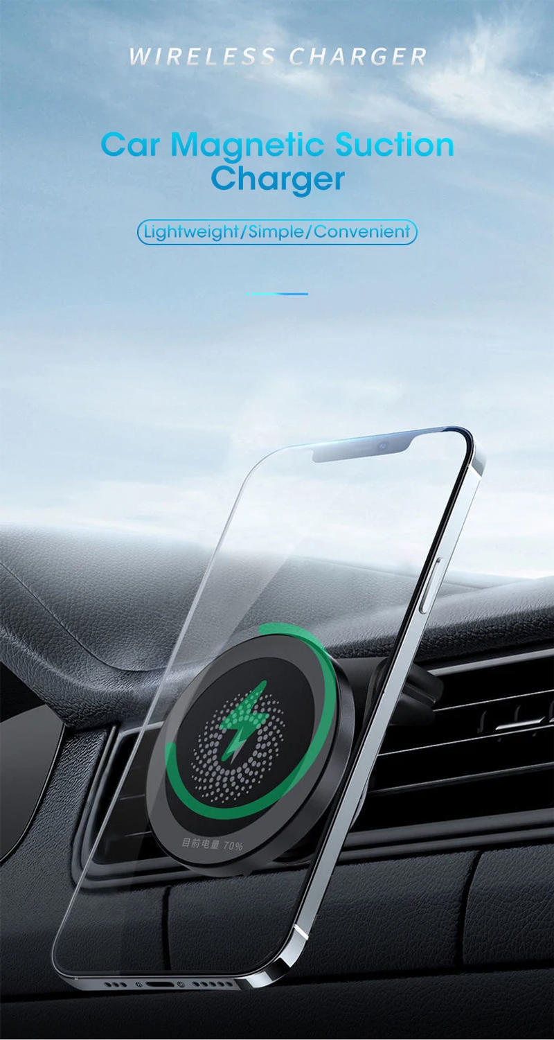 Description Picture 2 of itemDCAE 30W Magnetic Wireless Car Charger Mount Stand For iPhone 14 13 12 Pro Max Mini Type C Fast Charging Air Vent Phone Holder