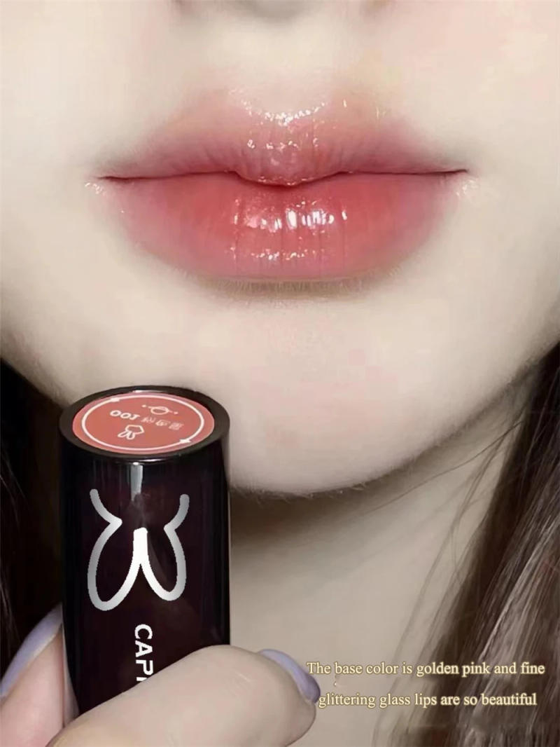 Description Picture 5 of itemBlack Tube Gloss Water-light Mirror Lip Glaze Glitter Lip Tint Lasting Cosmetics Lipstick Lighten Lip Wrinkle Moisturize Lip Oil