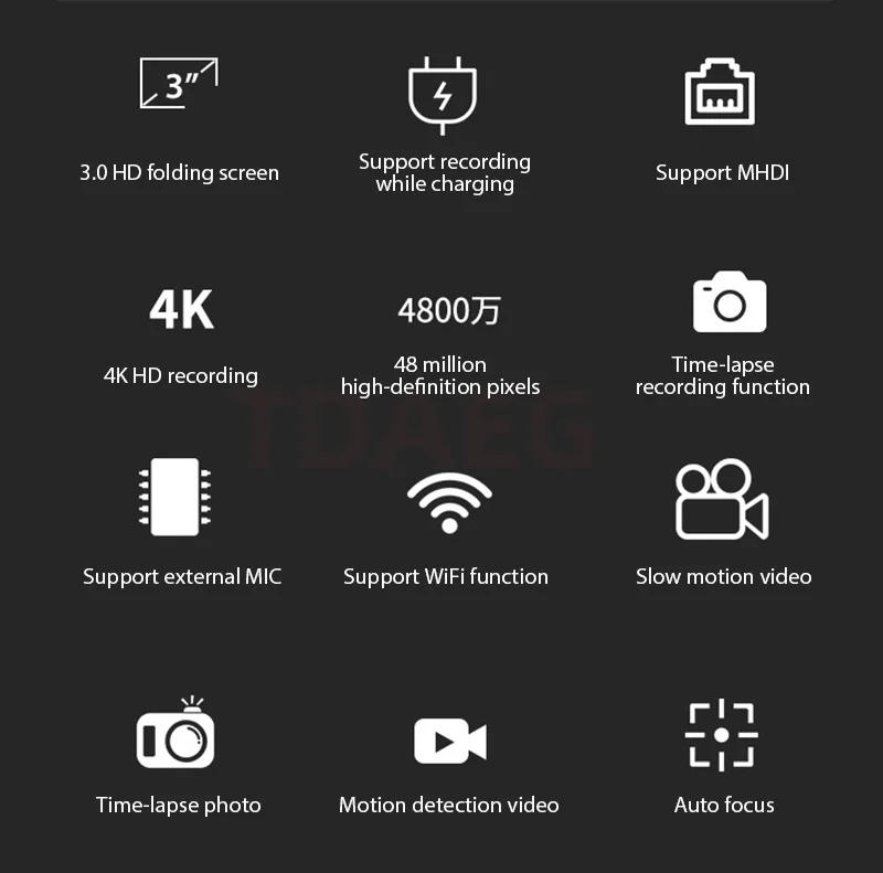 Description Picture 3 of item2023 New Digital Camera 48MP 4K Camera Vlogging Camera for YouTube 30FPS WI-FI 16XZoom Video Camera Camcorder Recording Camera